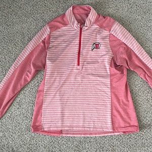 Womens Utes Jacket, pink and red stripe. Size Large